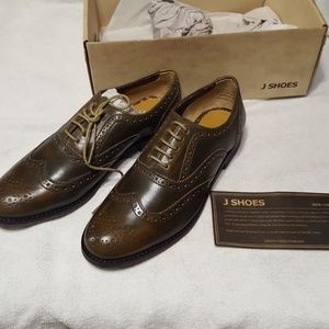 Brown-Toad Green Women's leather oxfords